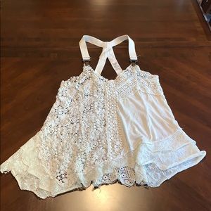 FREE PEOPLE LAUREL SUSPENDER LACE TANK